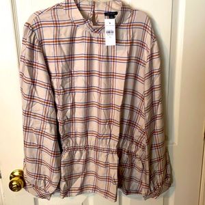 Ann Taylor - NWT - cream long sleeve blouse (lightweight brushed flannel)
